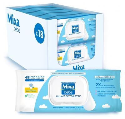 Mixa Bébé Lingettes au Lait de Toilette 48 Lingettes