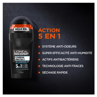 L'Oréal Paris Men Expert Carbon Protect Déodorant Anti-Transpirant 48H Bille XXL 5en1 50 ml