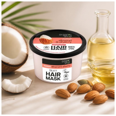 Organic Shop Natuurlijk Haarmasker Kleurbescherming Amandel en Kers 250 ml