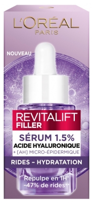 Ser L'Oréal Paris Revitalift Filler cu acid hialuronic pentru riduri și hidratare, 15 ml