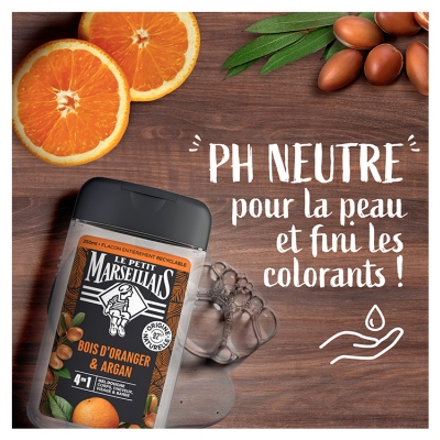 Le Petit Marseillais Gel Douche Énergisant 4en1 Bois d'Oranger & Argan 250 ml