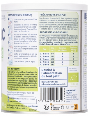 Physiolac Bio 1 0 à 6 Mois 400 g