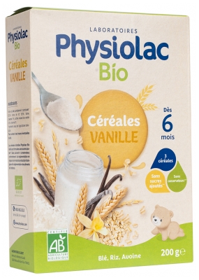 Physiolac Bio Vanilkové cereálie od 6 měsíců 200 g