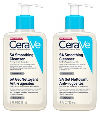 CeraVe SA Čistilni Gel za Gladkost Kože Lot 2 x 236 ml