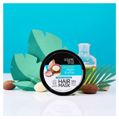 Organic Shop Naturlig Nærende Hårkur Argan og Amla 250 ml