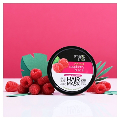 Organic Shop Naravna maska za lase Volumen Malina in Açaí 250 ml