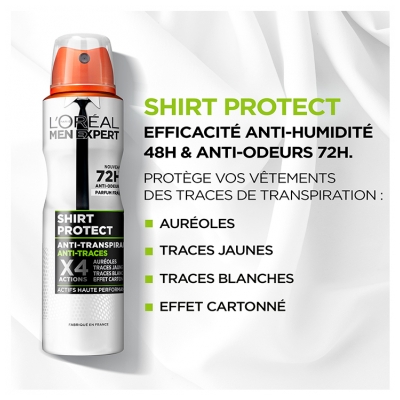 L'Oréal Paris Men Expert Shirt Protect Déodorant Anti-Transpirant Anti-Traces 72H 150 ml