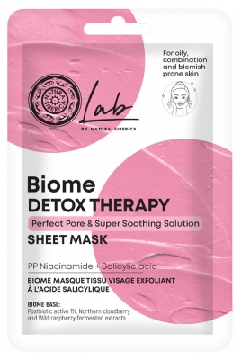 Natura Siberica Lab Biome Detox Therapy Masque Tissu Lissant Réducteur de Pores 25 g