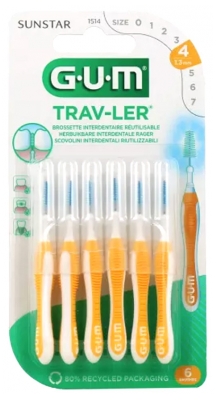 Trav-Ler 6 Cepillos Interdentales Reutilizables - Tamaño: 1,3 mm