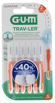 Trav-Ler 6 Cepillos Interdentales Reutilizables - Tamaño: 1412 : 0,9 mm