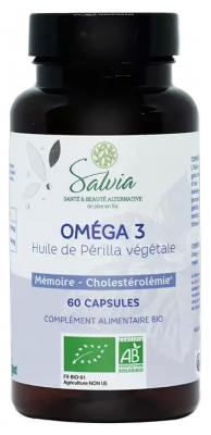 Óleo de Perilla Vegetal Ómega 3 Biológico Salvia Nutrition 60 Cápsulas