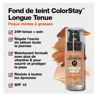 Revlon Maquillage Fond de Teint Colorstay Peaux Mixtes à Grasses N°135 Vanilla Revlon