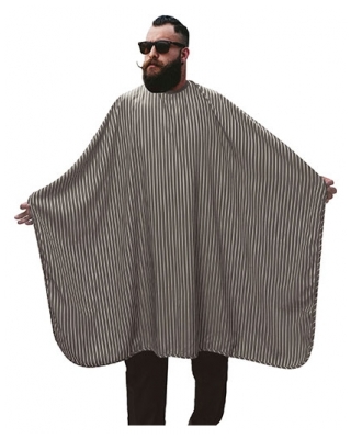 Capa de Cabeleireiro O'Barber O' Barber Cinzenta com Riscas Brancas