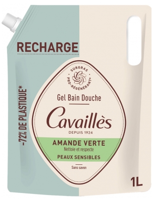 Cavaillès Gel Bain Douche Peaux Sensibles Amande Verte Éco-Recharge 1 L