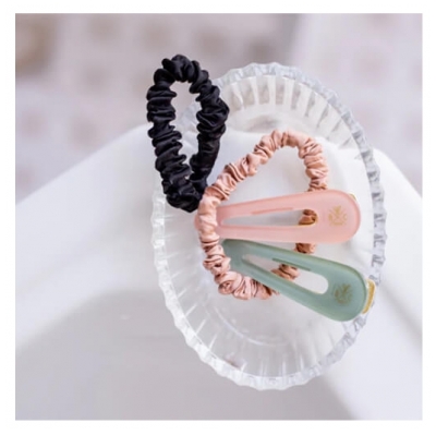 Bachca Lot Chouchou Soie Rose Dragée