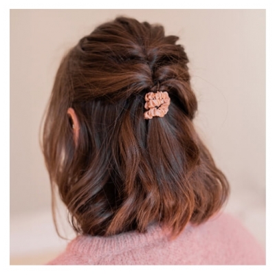 Bachca Lot Chouchou Soie Rose Dragée