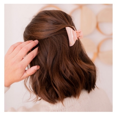 Bachca Pince Croco Opaline Rose Dragée Petit Modèle