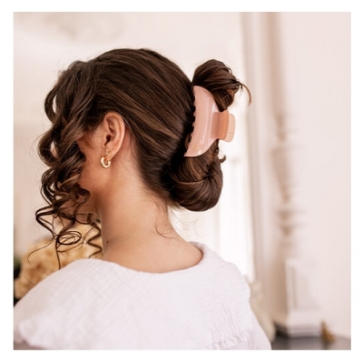 Bachca Pince Croco Opaline Rose Dragée Grand Modèle