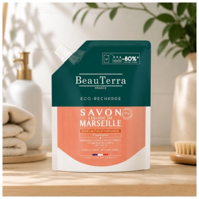 BeauTerra Săpun Lichid de Marsilia Floare de Portocal Extra-Reîncărcare 900 ml