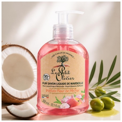 Le Petit Olivier Pure Liquid Marseille Soap Peach Blossom 300 ml