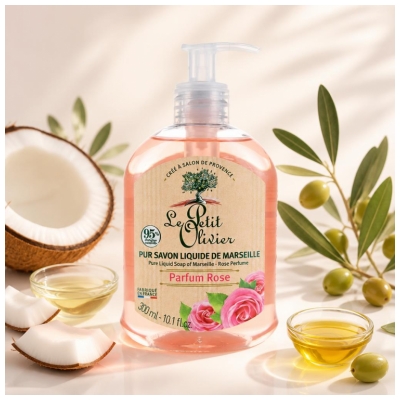 Săpun Lichid Pur de Marsilia Trandafir 300 ml de la Le Petit Olivier
