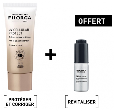 Filorga UV CELLULAR-PROTECT Crème Solaire Anti-Âge SPF50+ 40 ml + NCEF - REVITALIZE Sérum 5 ml Offert