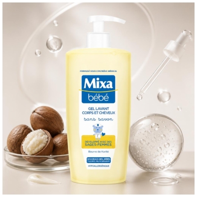 Mixa Baby Sæbefri Vaskegel til Krop og Hår 750 ml