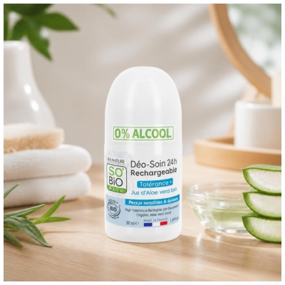 Léa Nature SO BIO étic Déo-Soin 24H Rechargeable Jus d'Aloe Vera Roll-On Bio 50 ml