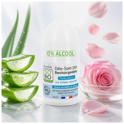 Léa Nature SO BIO étic Déo-Soin 24H Rechargeable Jus d'Aloe Vera Roll-On Bio 50 ml