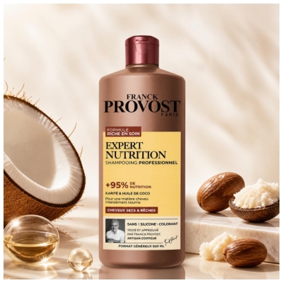 Șampon Profesional Expert Nutrition pentru Păr Uscat și Rebel Franck Provost 500 ml