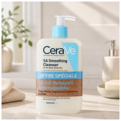 CeraVe SA Čisticí gel proti nedokonalostem, balení 2 x 473 ml