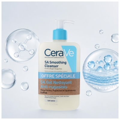 CeraVe SA Čisticí gel proti nedokonalostem, balení 2 x 473 ml