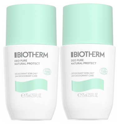 BiothermDéo Pure Natural Protect Desodorante Soin 24H Bio Roll-On Lote de 2 x 75 ml