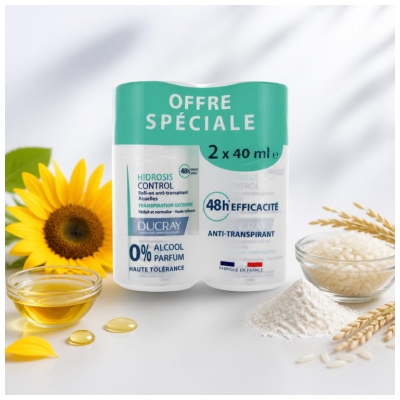 Ducray Hidrosis Control Roll-On Deodorant Underarm Dubbelpack 2 x 40 ml