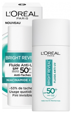 Fluid Anti-UV Niacinamidă Anti-Pete SPF50+ Bright Reveal de la L'Oréal Paris, 50 ml