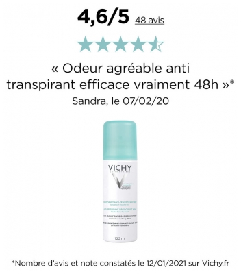 Vichy Déodorant Anti-Transpirant Efficacité 48H Lot de 2 x 125 ml