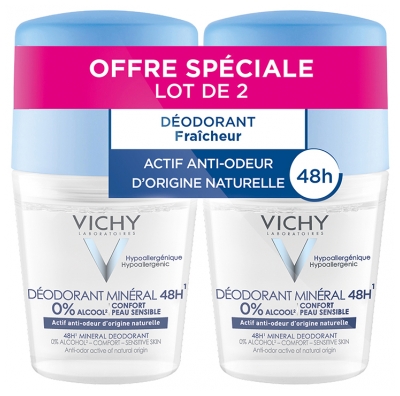 Vichy Desodorizante Mineral 48H Roll-On Pack de 2 x 50 ml