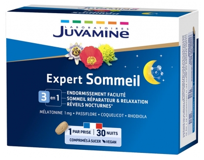Juvamine Sommeil 3en1 Mélatonine + Plantes 30 Comprimés à sucer