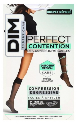 DIM Expert Care Perfect Mi-Bas de Contention Gazelle Transparent 1 Paire - Taille : 36/38