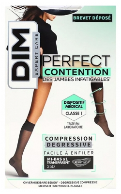 DIM Expert Care Perfect Mi-Bas de Contention Noir Transparent 1 Paire - Taille : 36/38
