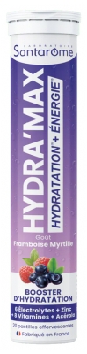 Santarome Hydra'Max Booster d'Hydratation 20 Pastilles Effervescentes - Goût : Framboise-Myrtille