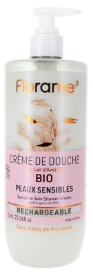 Florame Crema de Ducha Rellenable de Leche de Avena bio Para Pieles Sensibles 750 ml