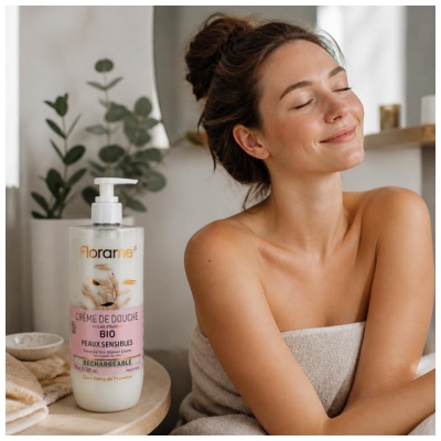 Florame Shower Cream Havre Mælk Sensitive Hud Genopfyldelig Økologisk 750 ml