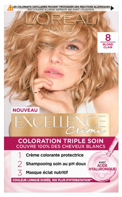 L'Oréal Paris Excellence Crema Colore Tripla Cura 192 ml - Colorare: 8 Biondo chiaro