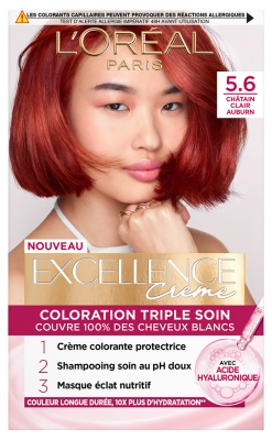 L'Oréal Paris Excellence Crème Coloration Triple Soin 192 ml - Coloration : 5.6 Châtain Clair Auburn