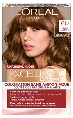 L'Oréal Paris Excellence Crème Universal Nudes Coloration Sans Ammoniaque 192 ml - Coloration : 6U Blond Foncé Universel