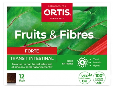 Ortis Fruits & Fibres Forte Transit Intestinal 12 Cubes à Mâcher