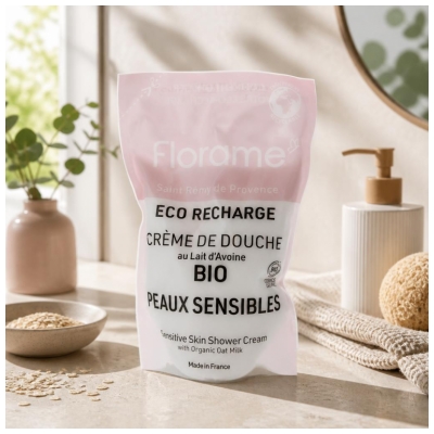 Florame Havermoutmelk Douchecrème Voor de Gevoelige Huid Biologisch Eco-Refill 700 ml