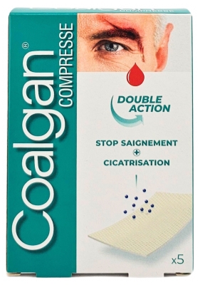 Coalgan Stop Saignement & Action Cicatrisante 5 Compresses Stériles