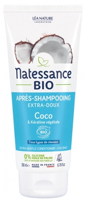 Natessance Après-Shampooing Extra-Doux Coco Bio et Kératine Végétale 200 ml